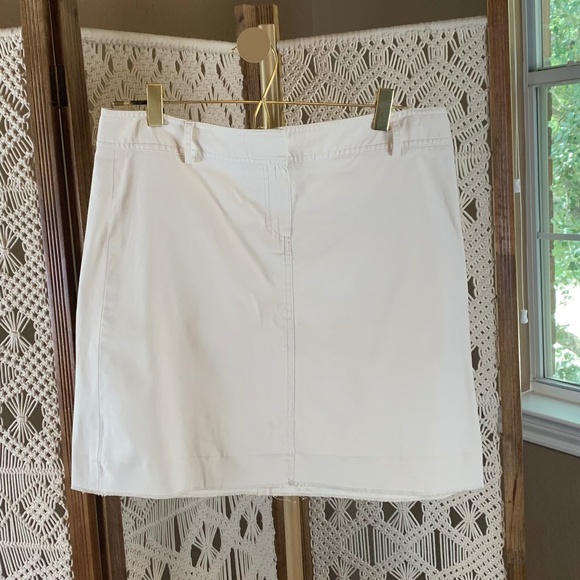 Theory cream white cotton skirt size large waist 34‎ size 14 raw hem - Picture 1 of 9